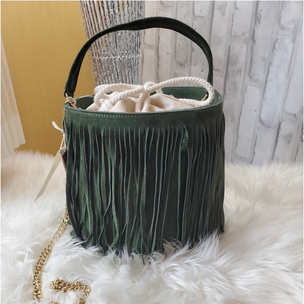 Anna Paola Green Fringe Purse
